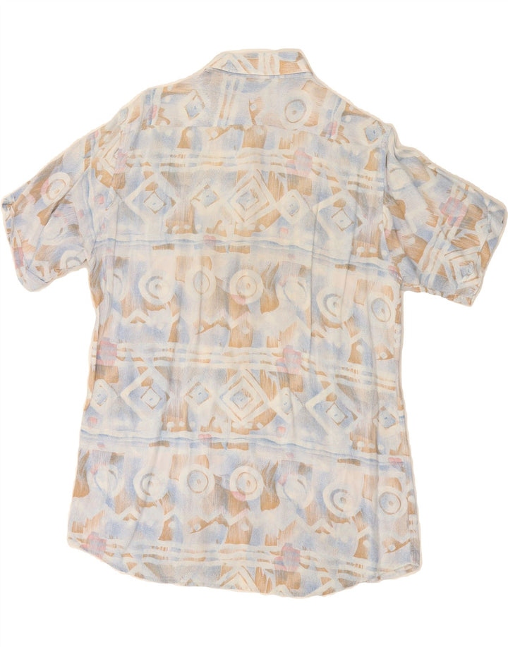 CASSERA Mens Short Sleeve Shirt Medium Blue Geometric Vintage Cassera and Second-Hand Cassera from Messina Hembry 
