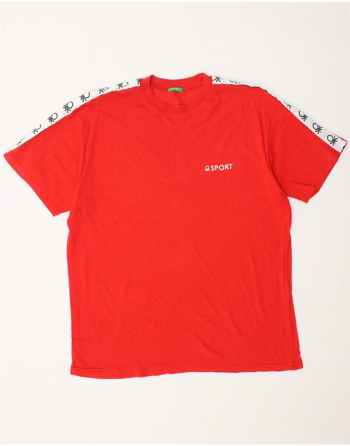 BENETTON Mens Graphic T-Shirt Top Medium Red