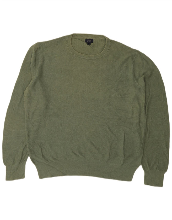 J. Crew Mens Crew Neck Jumper Sweater Large Green Cotton