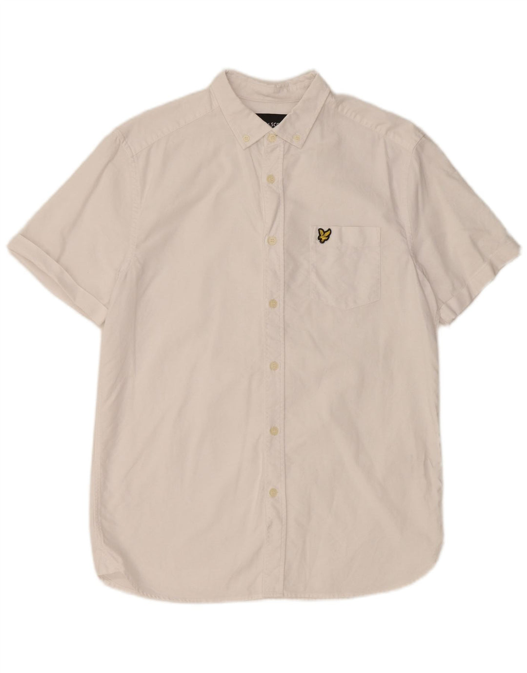 LYLE & SCOTT Mens Short Sleeve Shirt Medium White Cotton