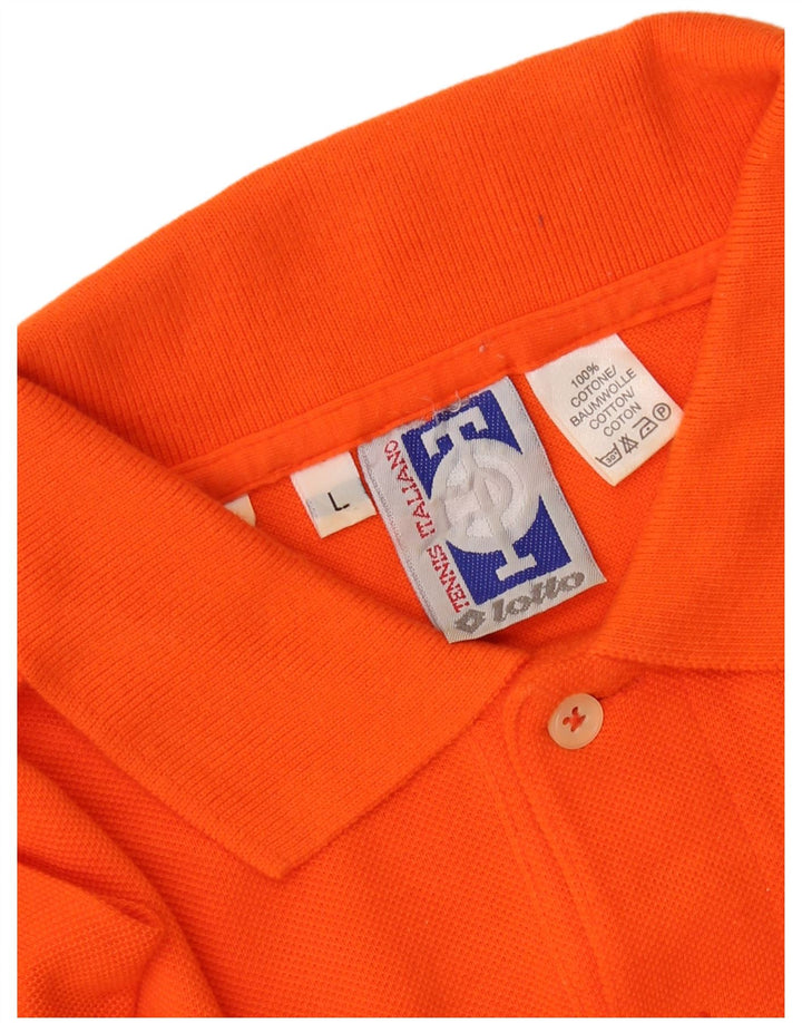 LOTTO Mens Polo Shirt Large Orange Cotton