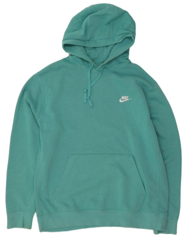 Nike Mens Hoodie Jumper Large Turquoise Cotton