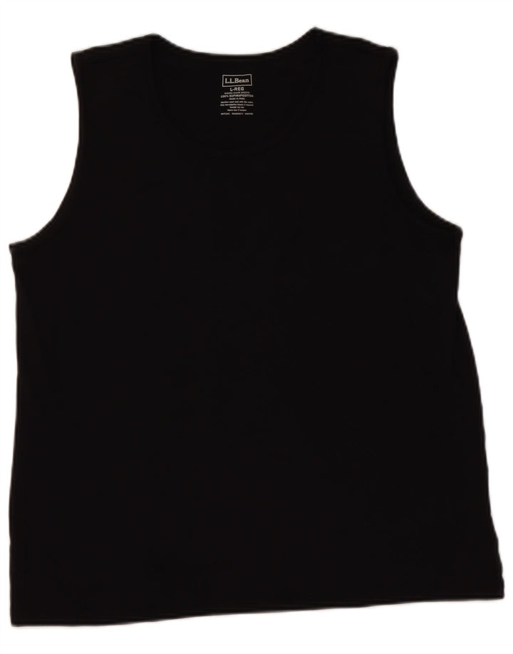 L.L.BEAN Womens Vest Top UK 14 Large Black Cotton