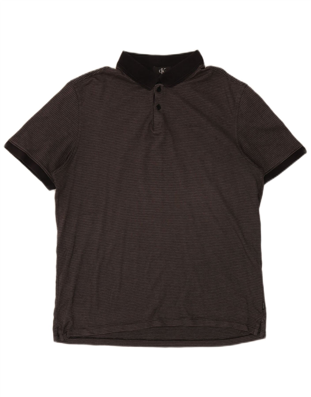 CALVIN KLEIN Mens Polo Shirt Medium Grey Pinstripe Cotton