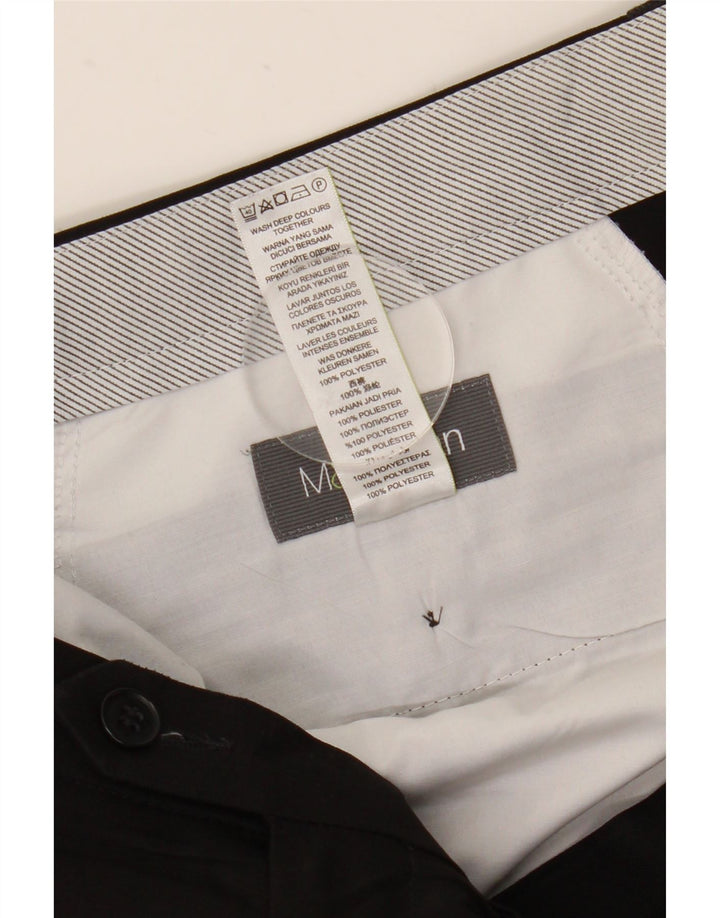 Marks & Spencer Mens Straight Chino Trousers W36 L31 Black Polyester
