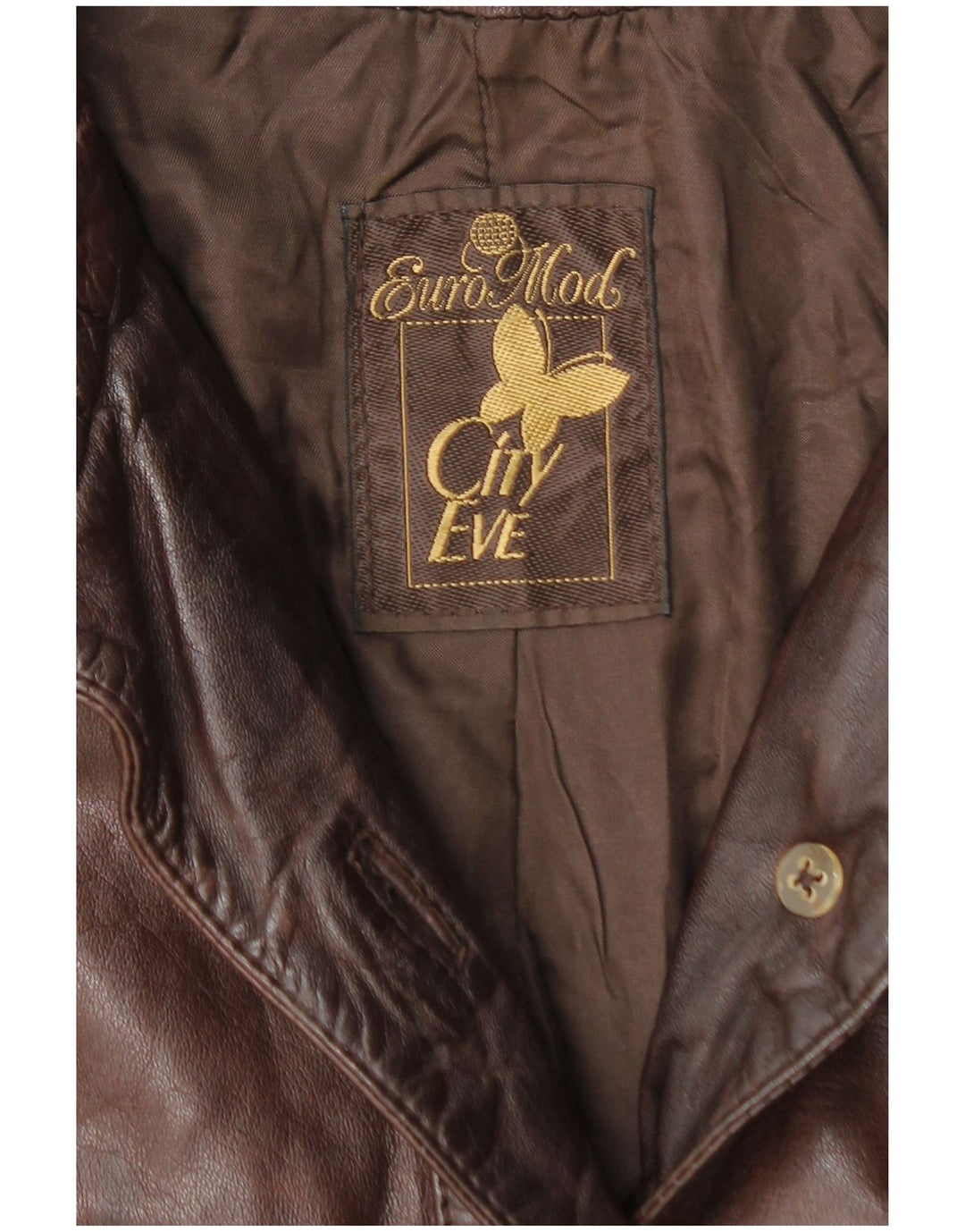 VINTAGE Womens Leather Coat UK 14 Medium Brown