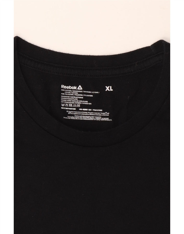 REEBOK Mens T-Shirt Top XL Black Cotton