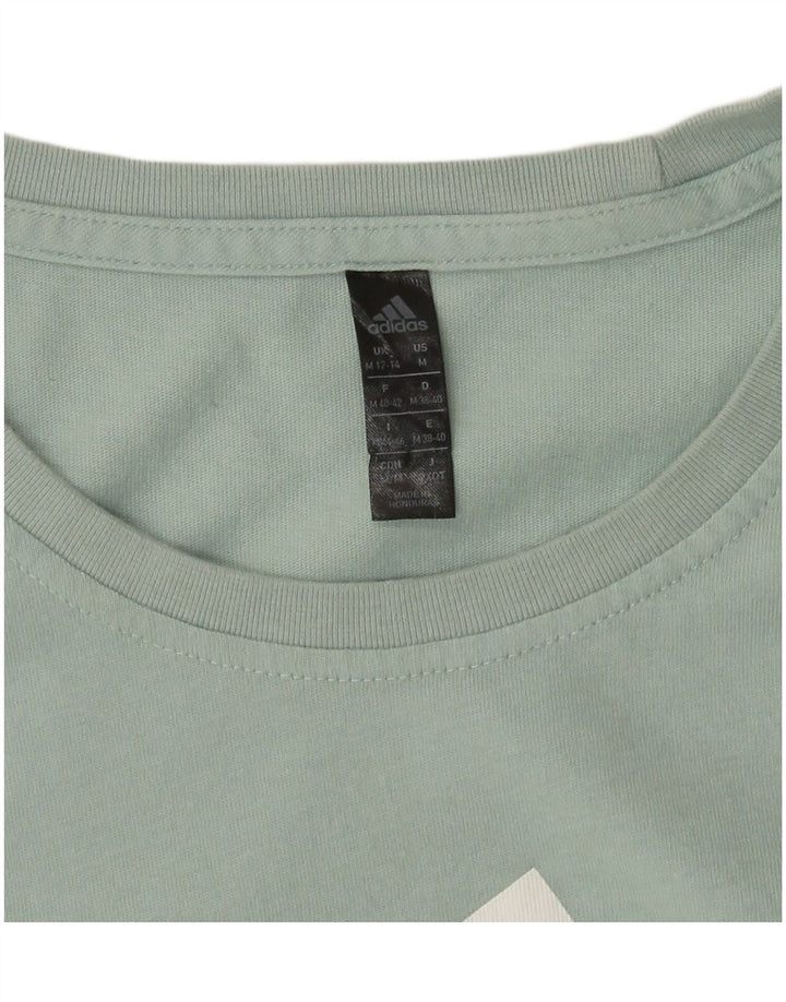 ADIDAS Womens Graphic Top Long Sleeve UK 12/14 Medium Green