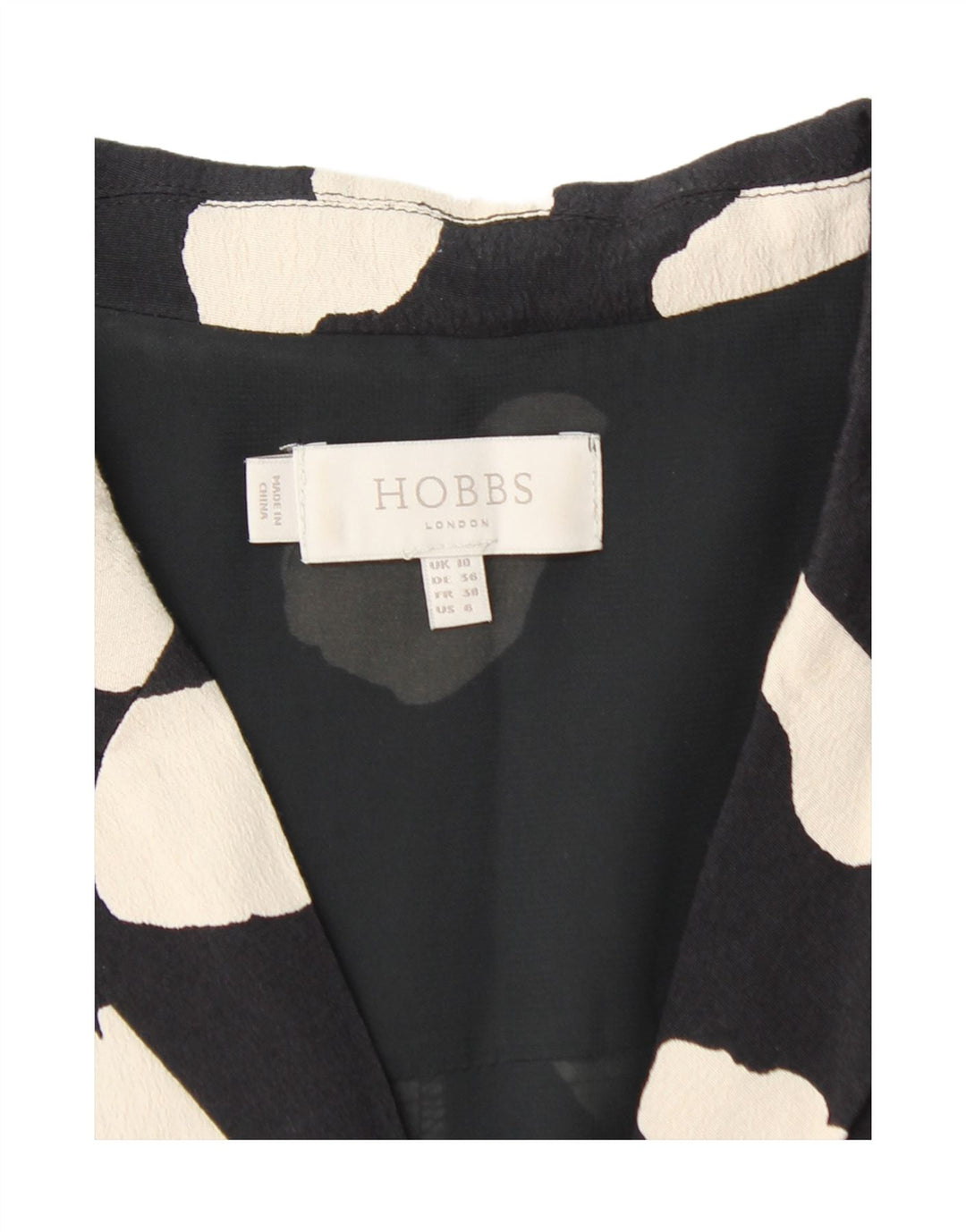 HOBBS Womens Abstract Pattern A-Line Dress UK 10 Small  Black Viscose