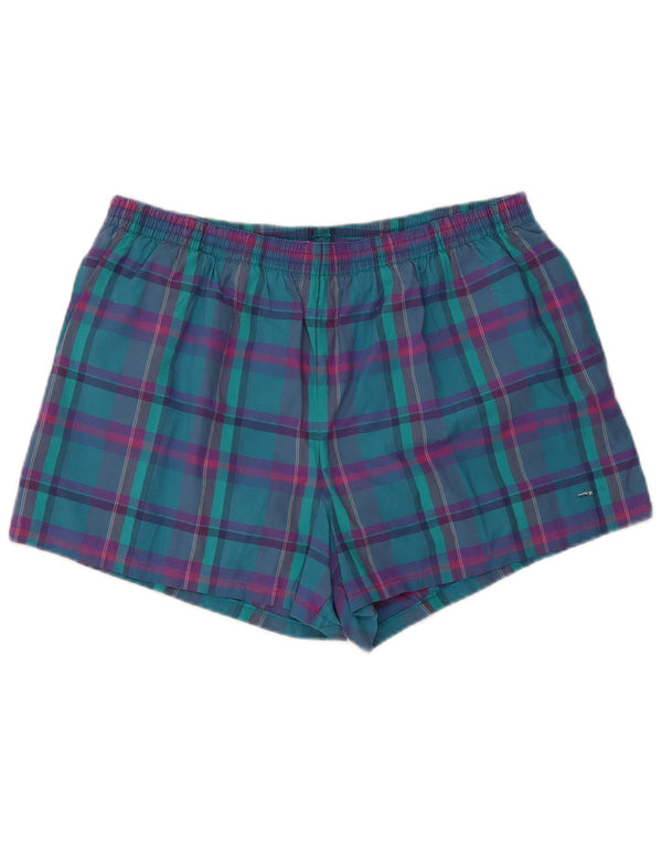 Adidas Mens Swimming Shorts Large W36 L3 Turquoise Plaid Retro