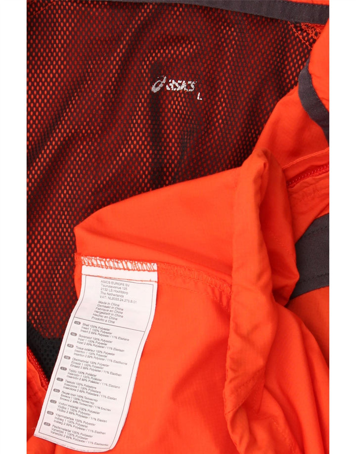 ASICS Mens Rain Jacket UK 40 Large Orange Colourblock Polyester