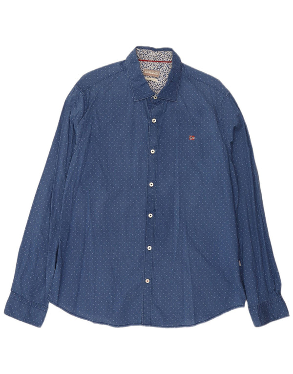 Napapijri Mens Abstract Pattern Shirt 2XL Blue Cotton