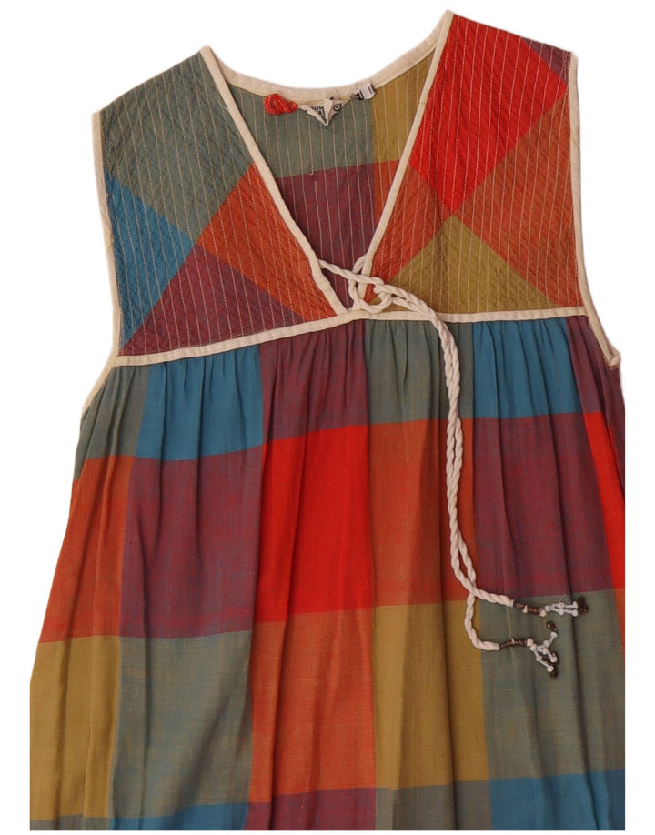 Vintage Womens Sleeveless Maxi Dress UK 8 Small Multicoloured Colourblock