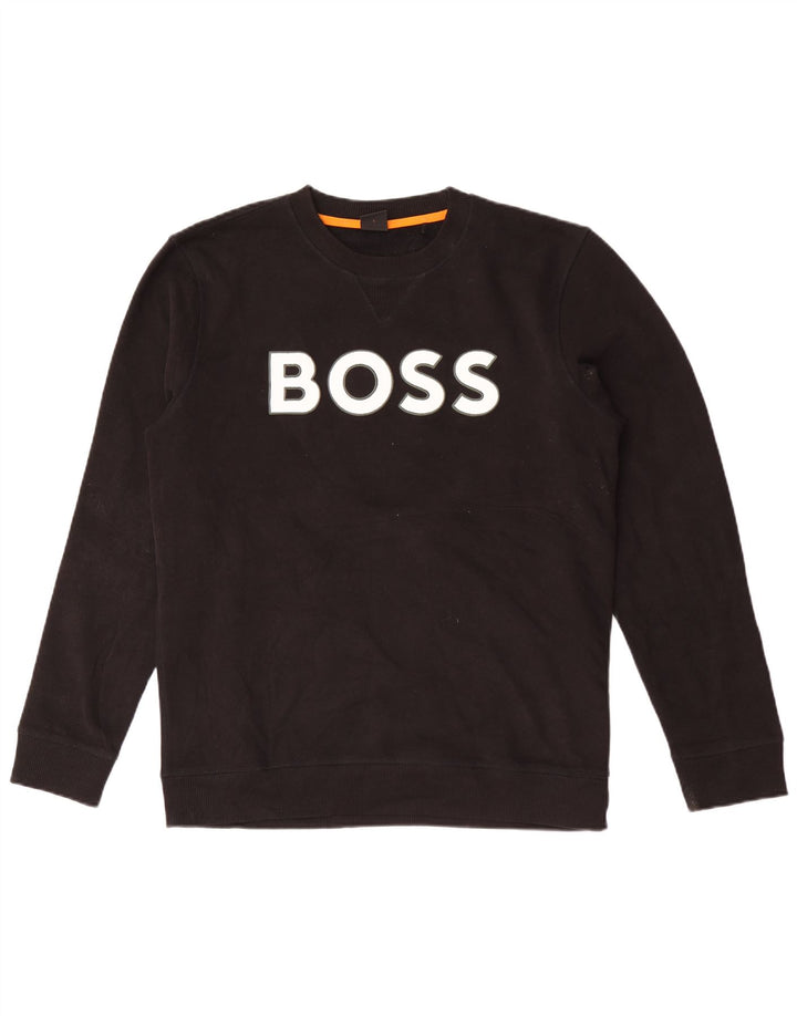 Hugo Boss Mens Graphic Sweatshirt Jumper Large Black Cotton