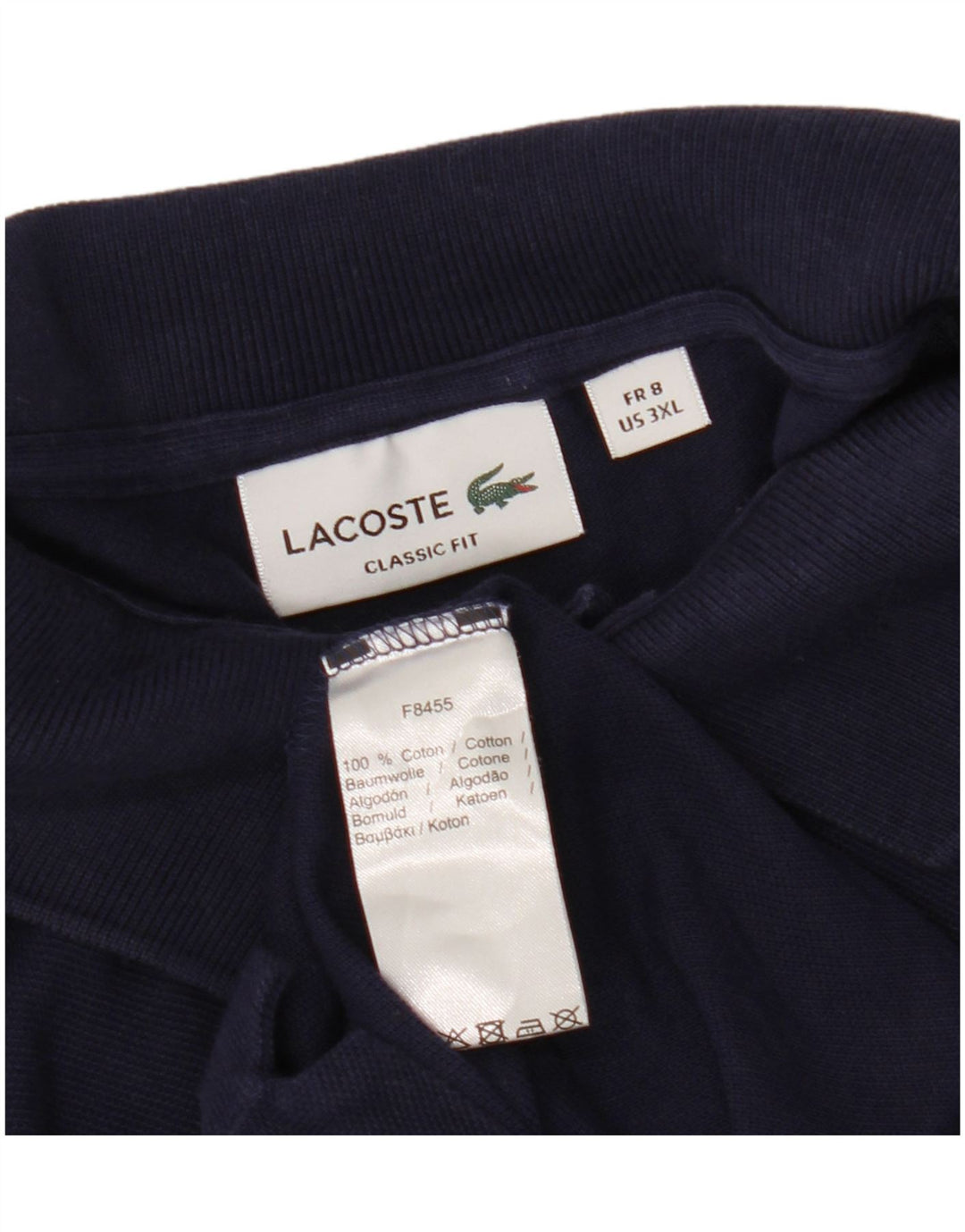 LACOSTE Mens Classic Fit Polo Shirt Size 8 3XL Navy Blue Cotton