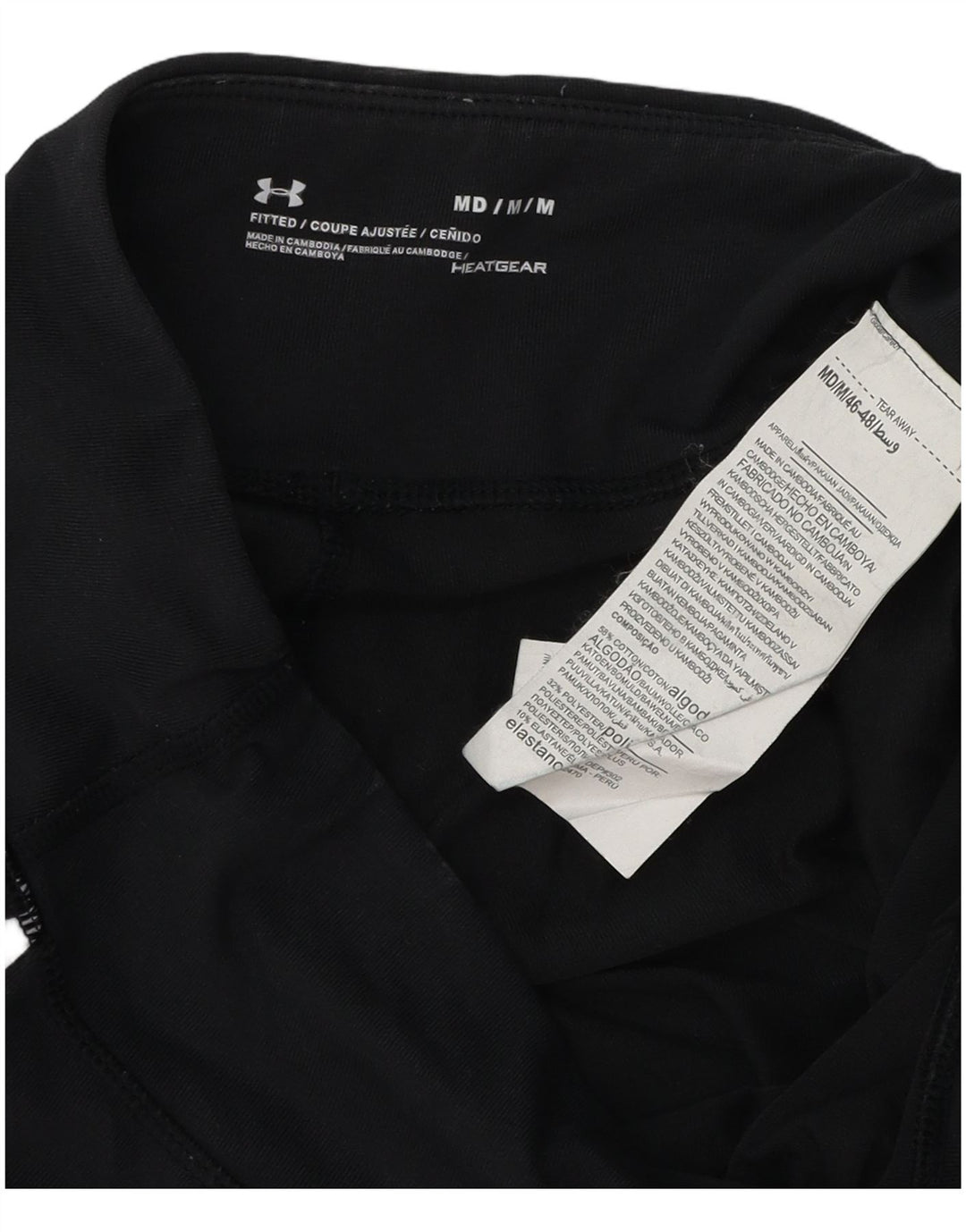 UNDER ARMOUR Womens Heat Gear Leggings UK 12 Medium Black Colourblock