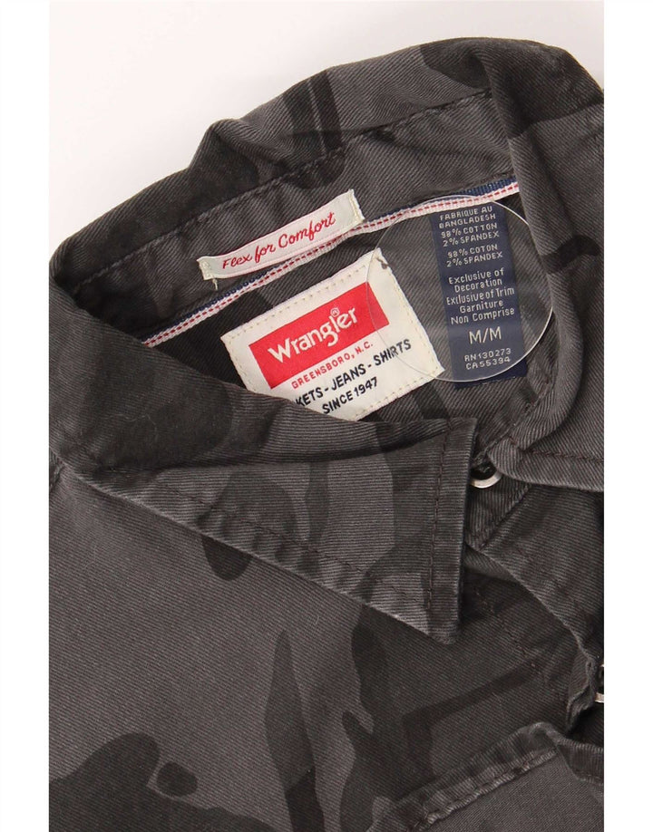 Wrangler Mens Shirt Medium Grey Camouflage Cotton