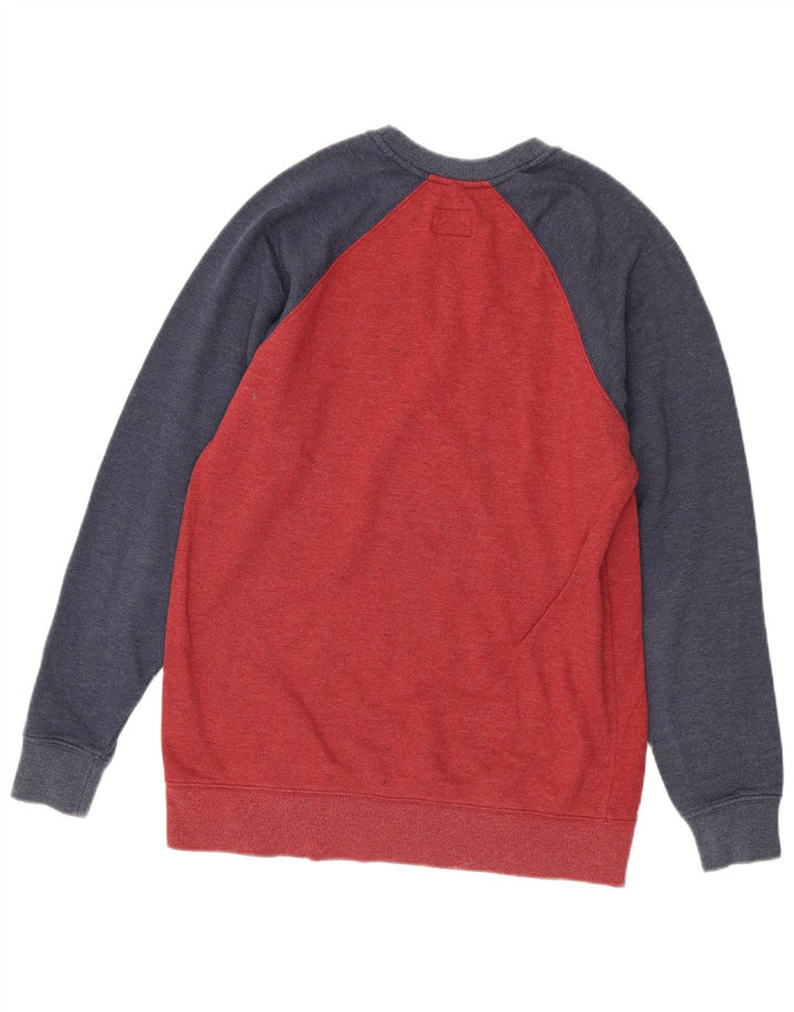 VANS Mens Sweatshirt Jumper Small Red Colourblock Cotton