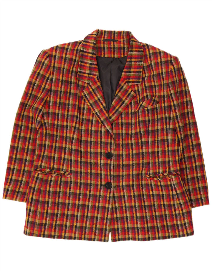 Vintage Womens 2 Button Blazer Jacket UK 16 Large Multicoloured Check
