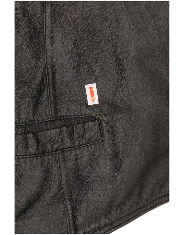 JOHN F GEE Mens Leather Waistcoat IT 56 2XL Black Leather