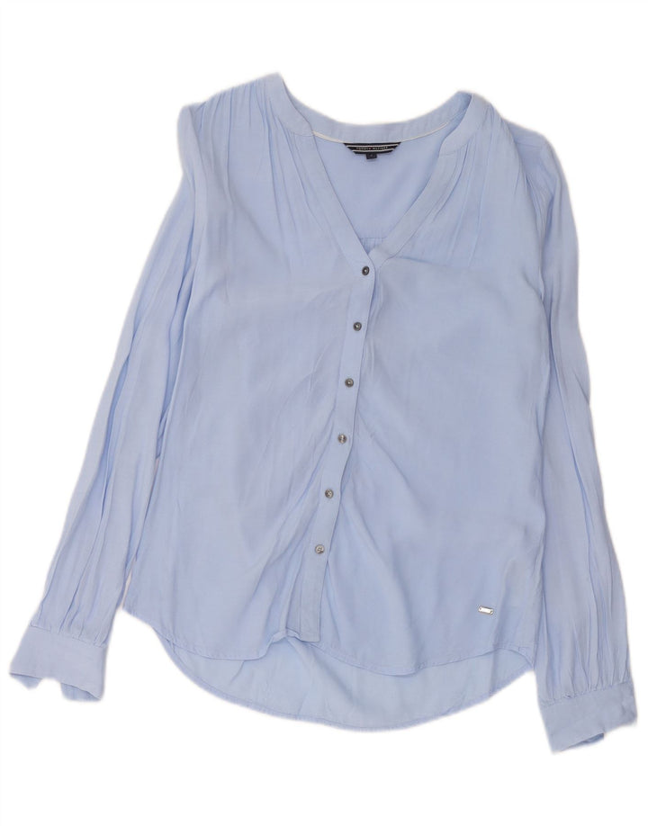 Tommy Hilfiger Womens Shirt Blouse US 4 Small Blue Viscose