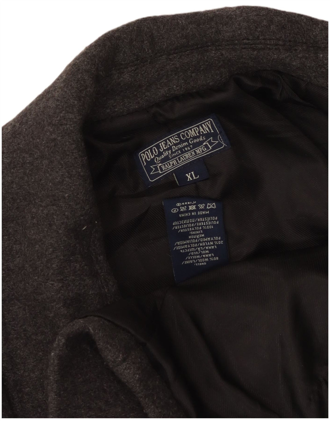 Polo Ralph Lauren Womens Pea Coat UK 18 XL Grey Wool