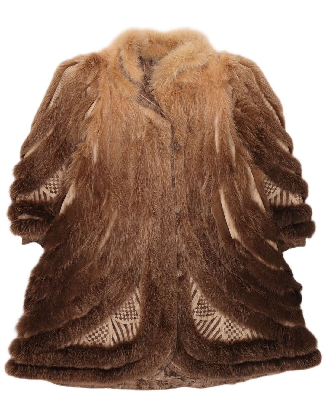 VINTAGE Womens Faux Fur Reversible Overcoat UK 18 XL Brown Floral