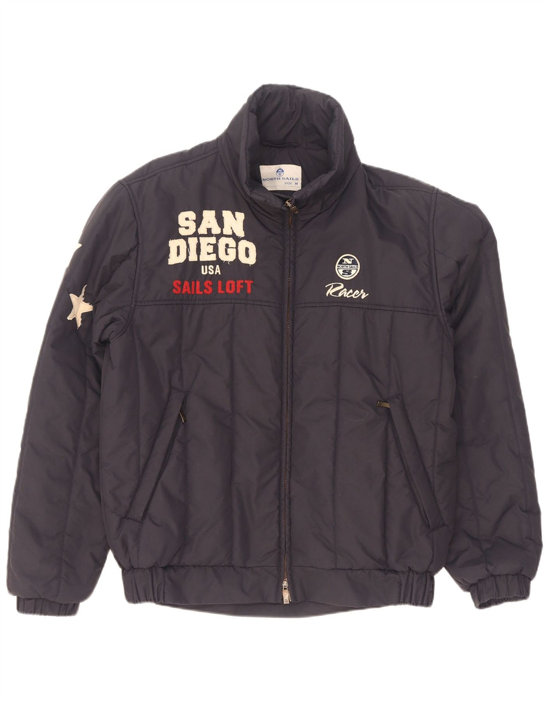 North Sails Mens Graphic Padded Jacket UK 38 Medium Navy Blue Polyamide