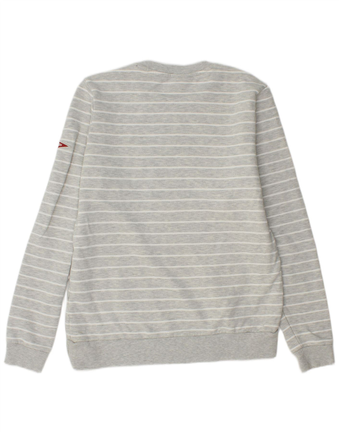 Superdry Womens Graphic Sweatshirt Jumper UK 12 Medium Grey Striped Cotton