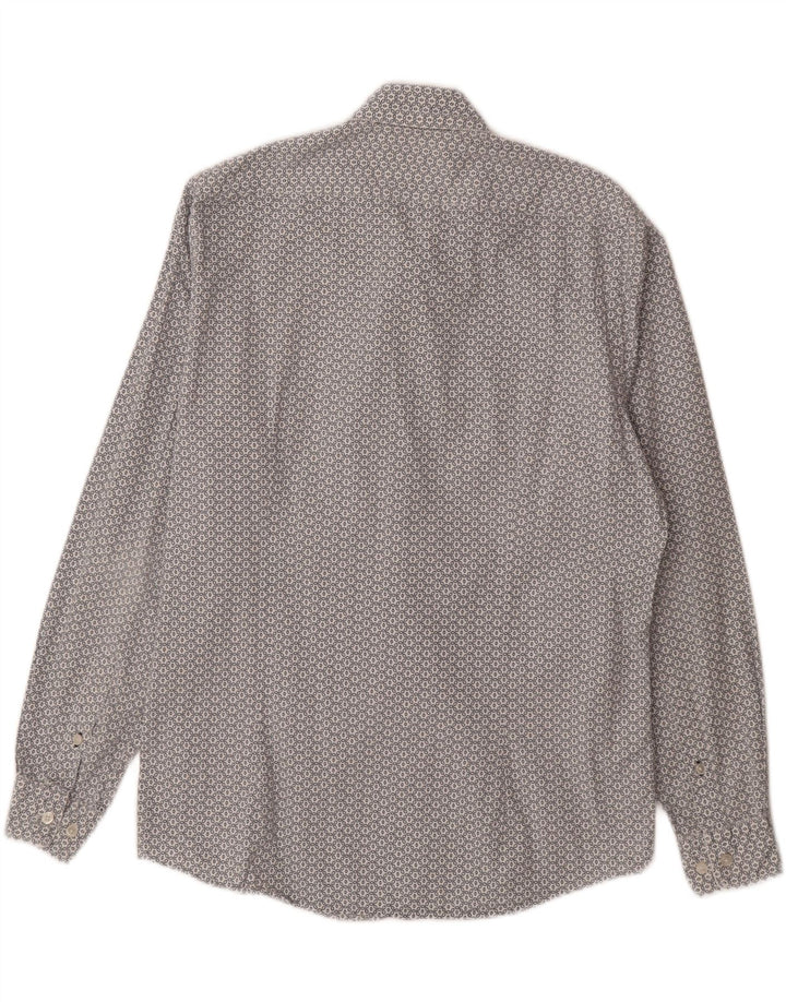 HUGO BOSS Mens Abstract Pattern Regular Fit Shirt Medium White Cotton Vintage Hugo Boss and Second-Hand Hugo Boss from Messina Hembry 