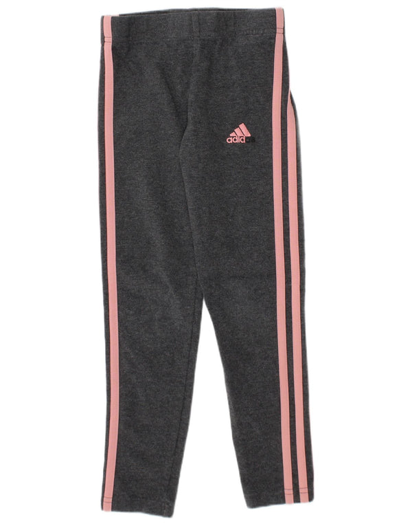 Adidas Girls Leggings 5-6 Years Grey Cotton