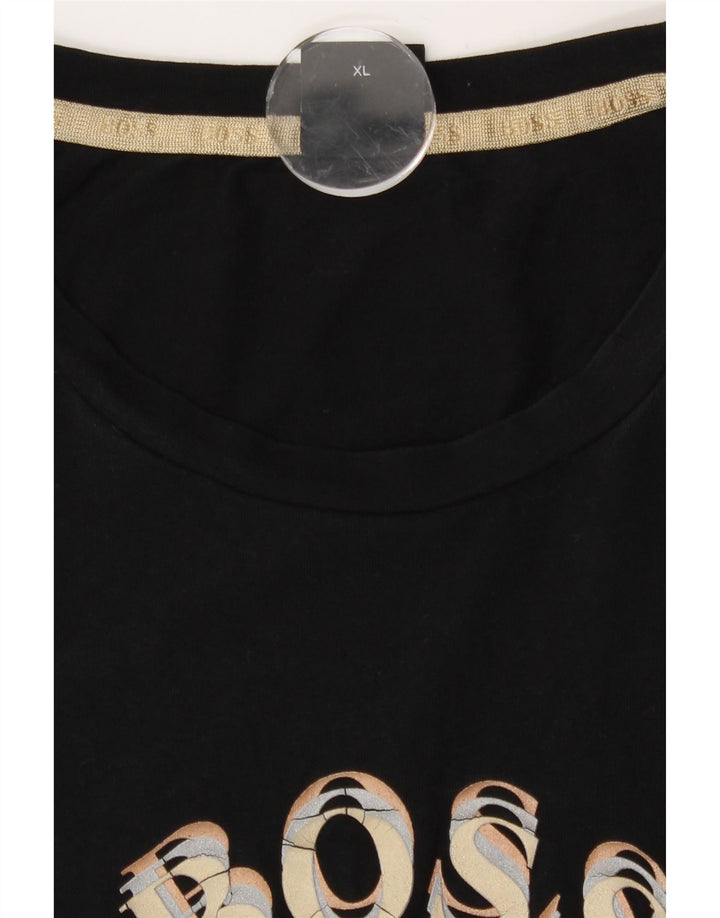 Hugo Boss Mens Graphic T-Shirt Top XL Black Cotton