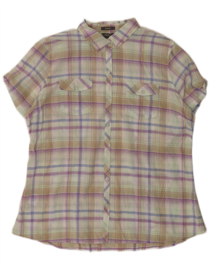 EDDIE BAUER Womens Shaped Fit Shirt UK 18 XL Multicoloured Check