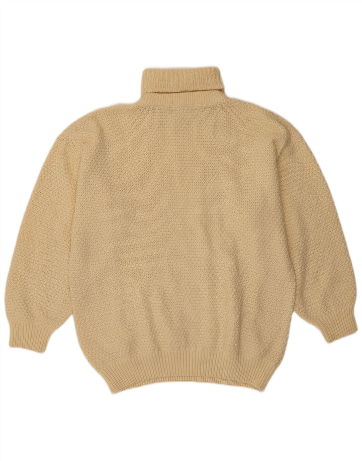 VINTAGE Womens Roll Neck Jumper Sweater UK 18 XL Off White Wool