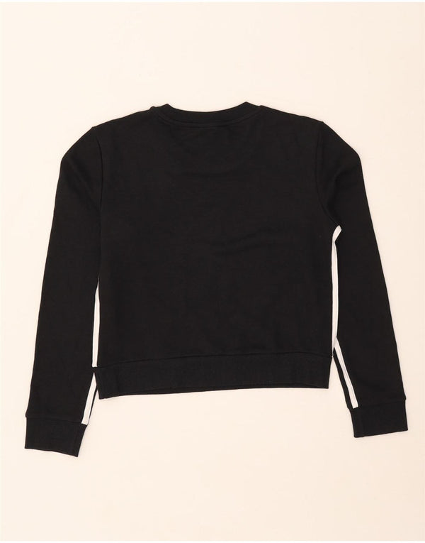 Adidas Womens Crop Sweatshirt Jumper UK 8/10 Small Black Cotton