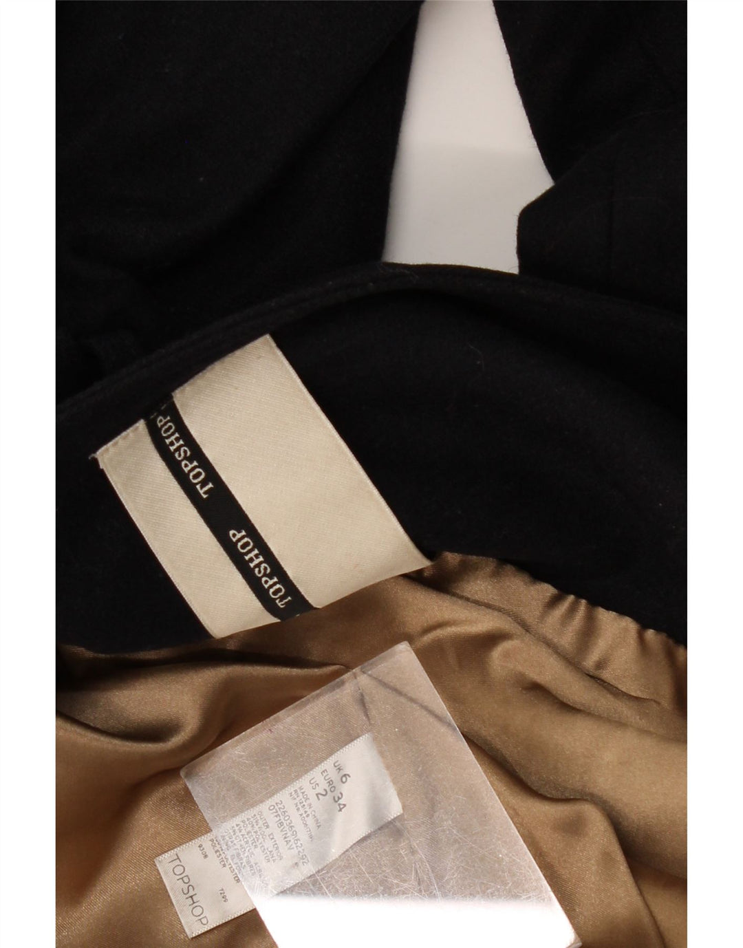 TOPSHOP Womens Pea Coat UK 6 XS Navy Blue Wool