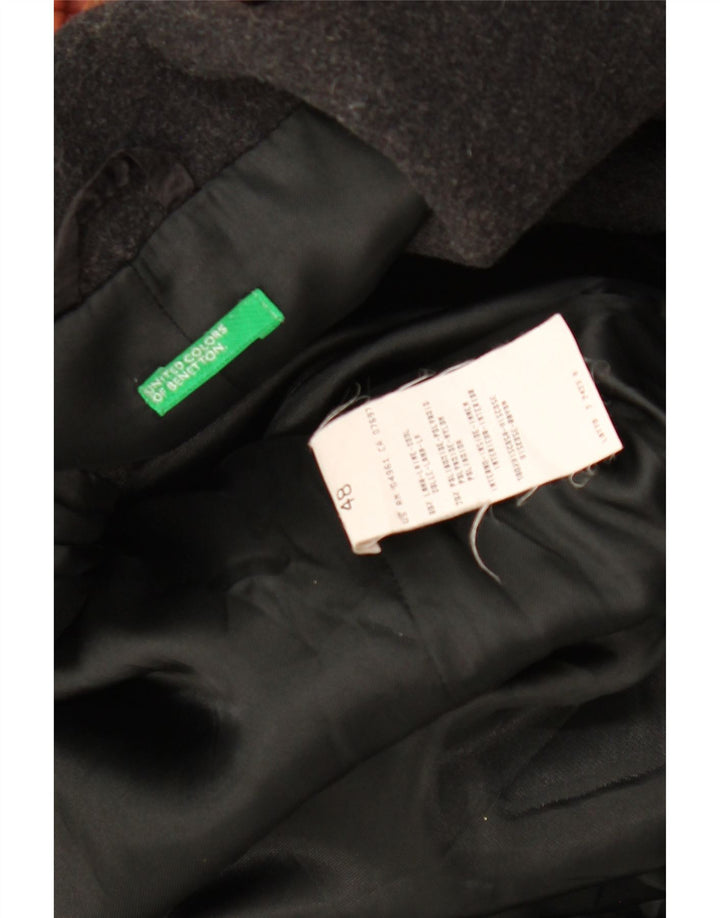 BENETTON Womens Overcoat IT 48 XL Black Wool