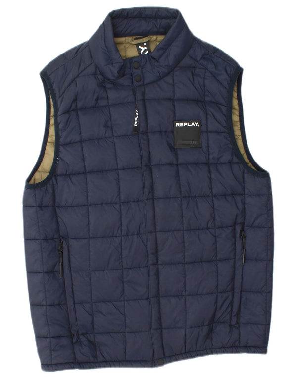 REPLAY Boys Padded Gilet 11-12 Years Medium Navy Blue