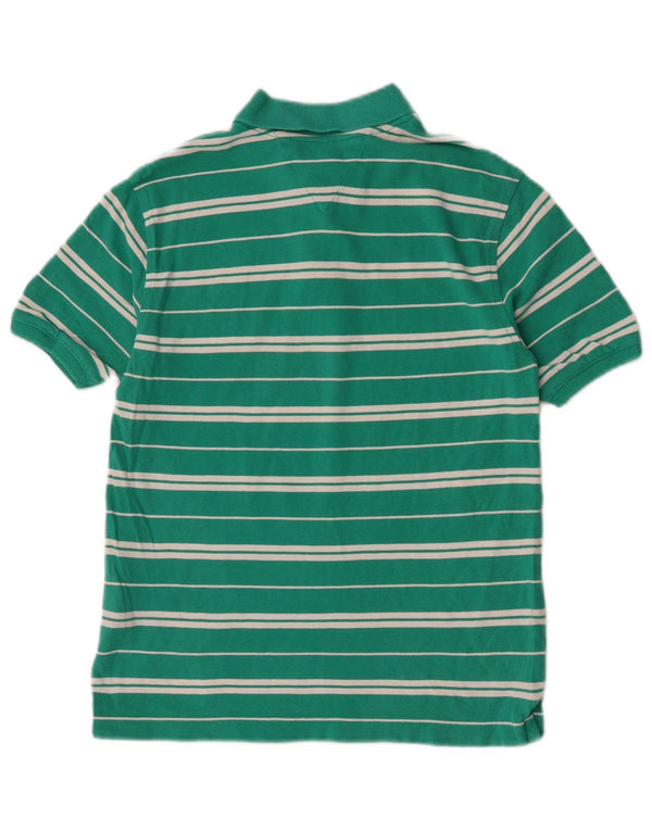 Tommy Hilfiger Boys Polo Shirt 12-13 Years Large  Green Striped Cotton