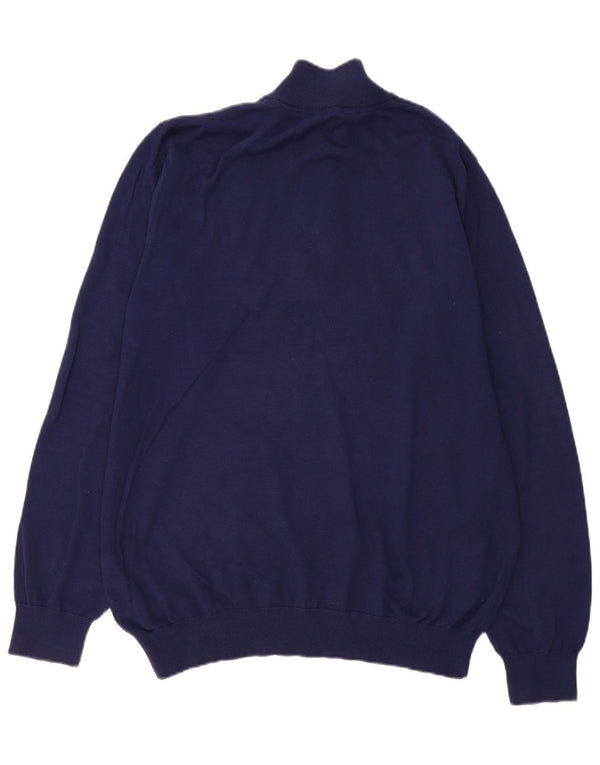 CREW CLOTHING Mens Zip Neck Jumper Sweater 3XL Navy Blue Cotton