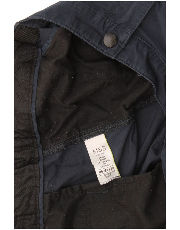 Marks & Spencer Mens Cargo Shorts W44 2XL Navy Blue Cotton