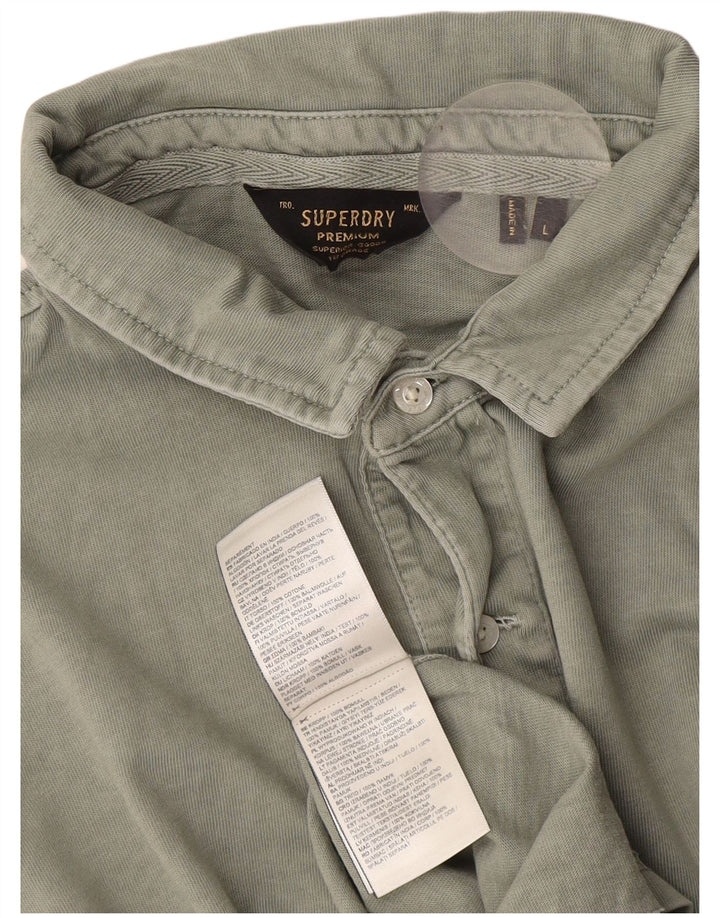Superdry Mens Polo Shirt Large Green Cotton