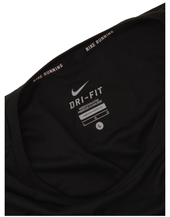 Nike Womens Dri Fit Top Long Sleeve UK 14 Large Black
