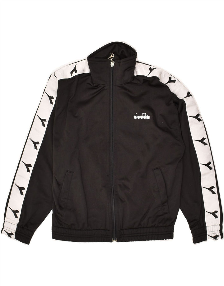DIADORA Boys Tracksuit Top Jacket  9-10 Years Black Polyester | Vintage Diadora | Thrift | Second-Hand Diadora | Used Clothing | Messina Hembry 