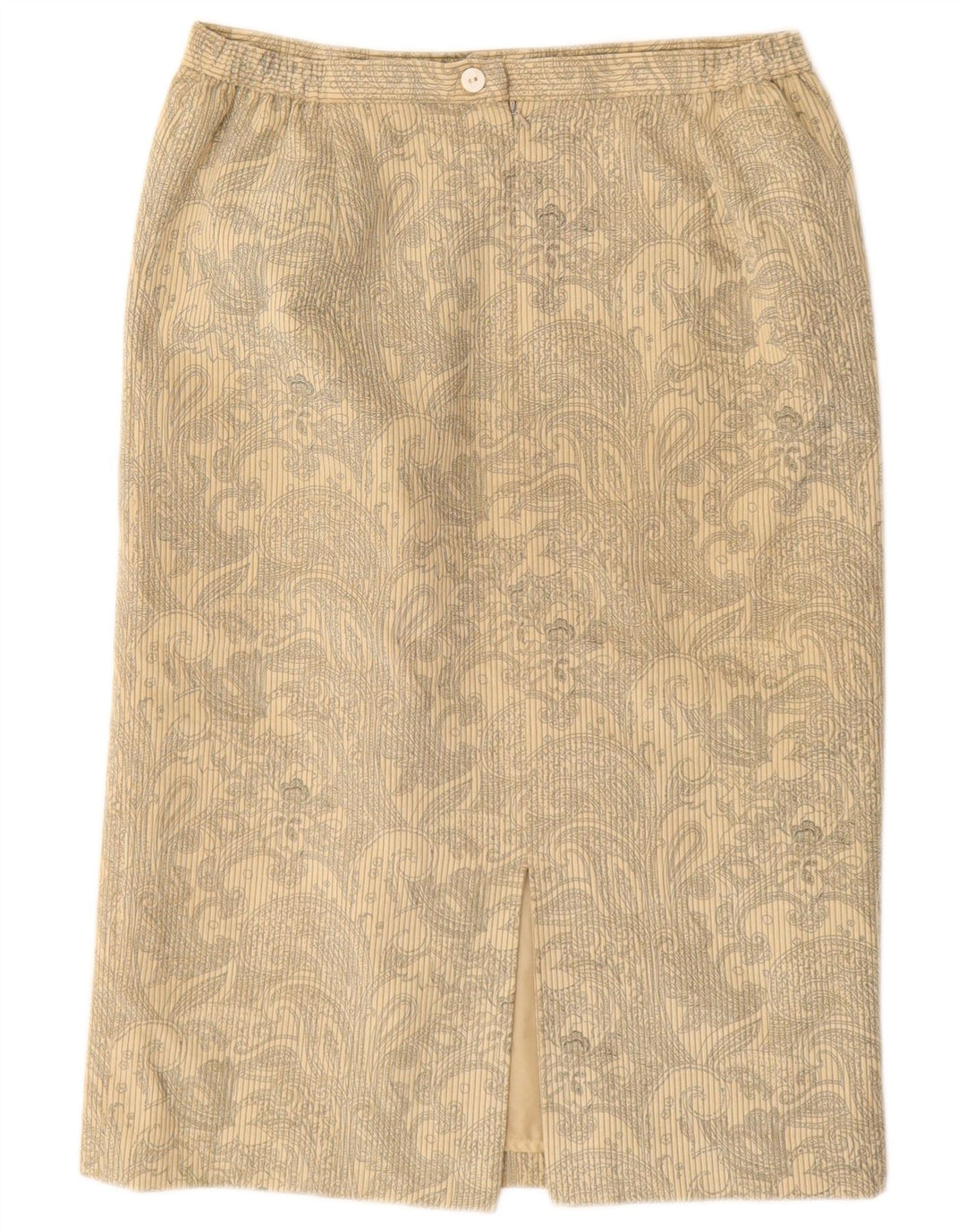EASTEX Womens Corduroy Straight Skirt UK 14 Medium  Beige Floral Polyester
