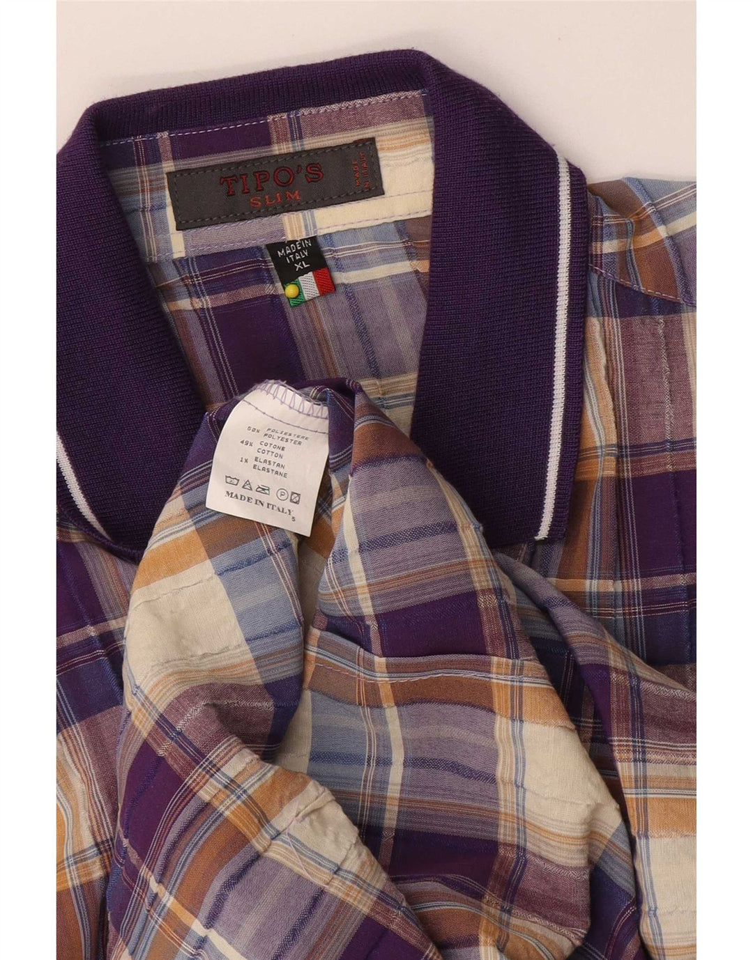 Tipo' S Mens Short Sleeve Slim Shirt XL Multicoloured Check Cotton