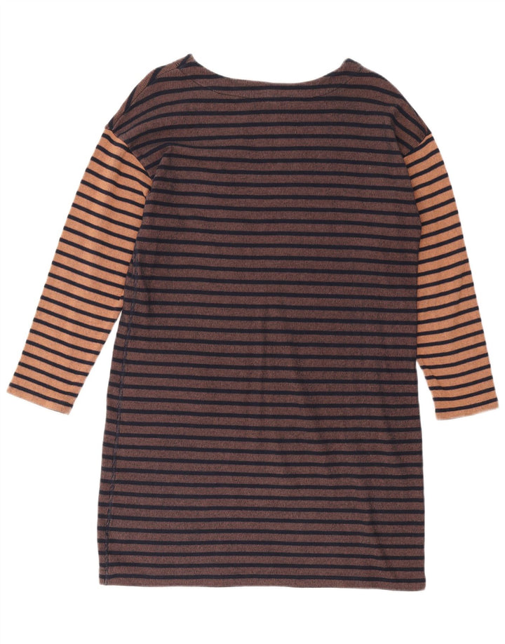 WHITE STUFF Womens Long Sleeve Sheath Dress UK 14 Large Brown Striped