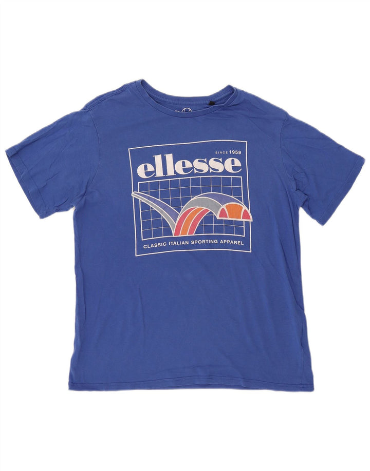 ELLESSE Mens Graphic T-Shirt Top Small Blue Cotton