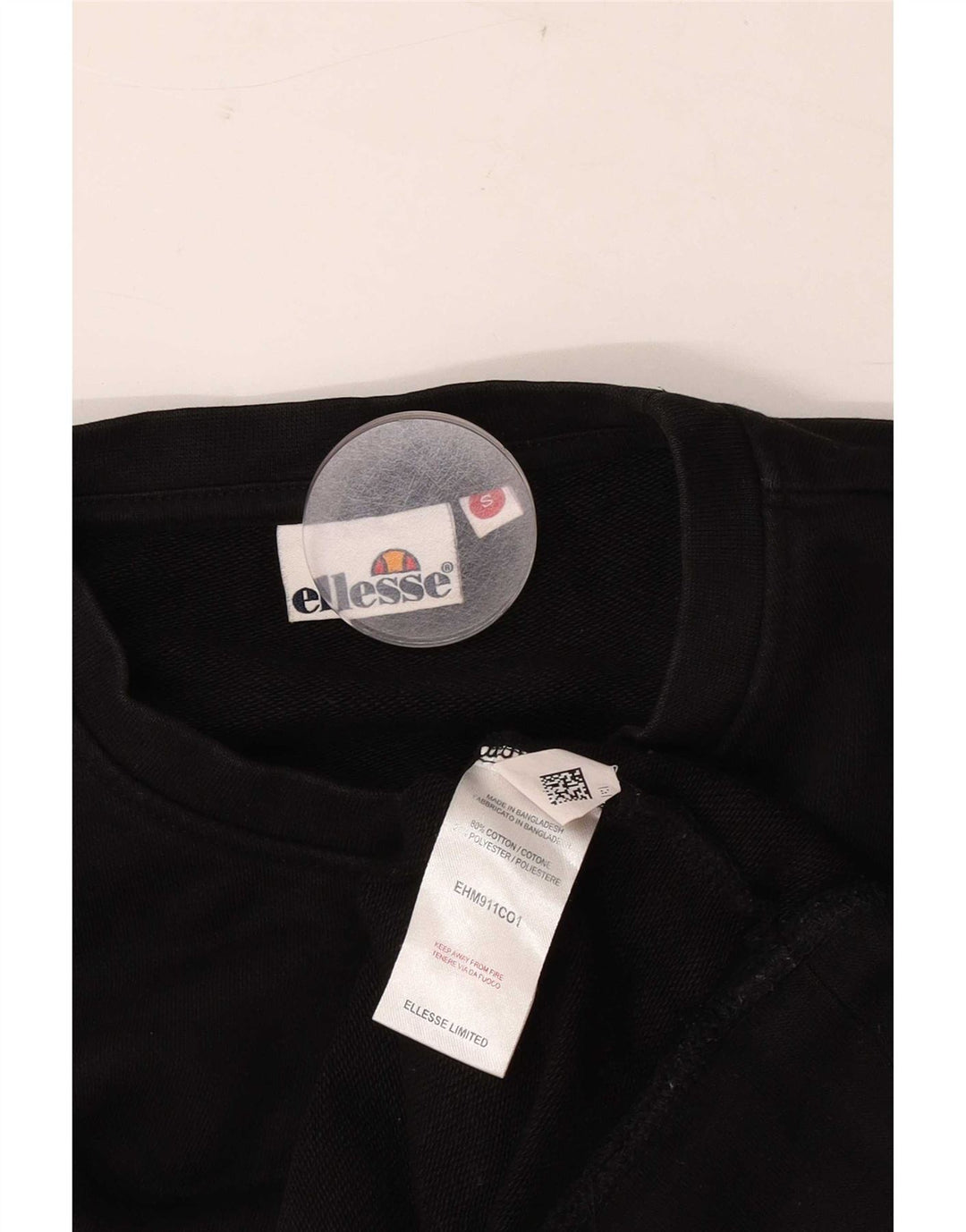 Ellesse Mens Graphic Sweatshirt Jumper Small Black Cotton