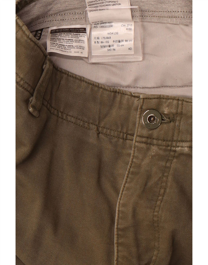 DOCKERS Mens Slim Chino Trousers W34 L32 Khaki Cotton